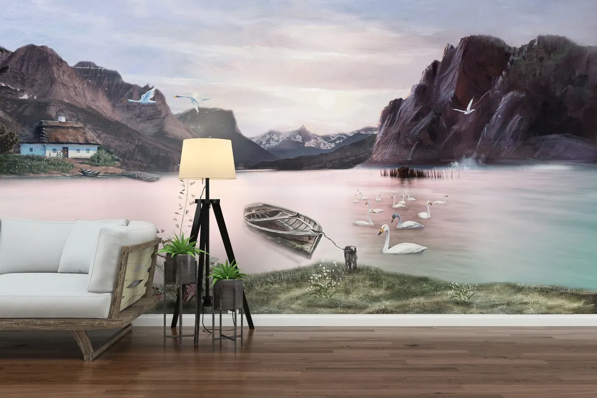 Nature Landscape with Mountains Wallpaper Mural - Peel and Stick
