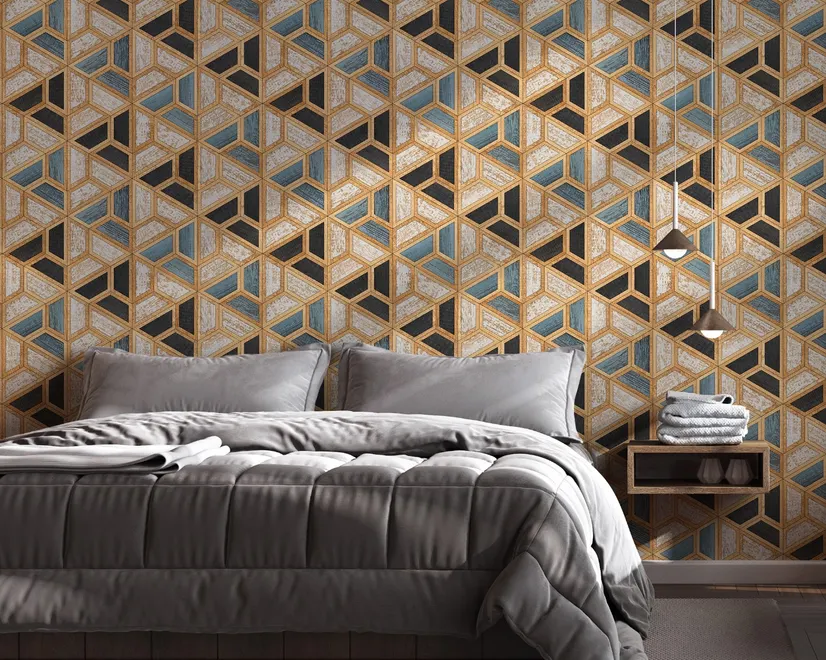 Geometric Shape Wood Look Texture Wallpaper Mural