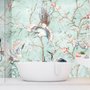 Chinoiserie-Pfingstrosenblüte mit chinesischen Vögeln Fototapete