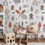 Cute Cartoon Animals with Twigs Wallpaper Mural