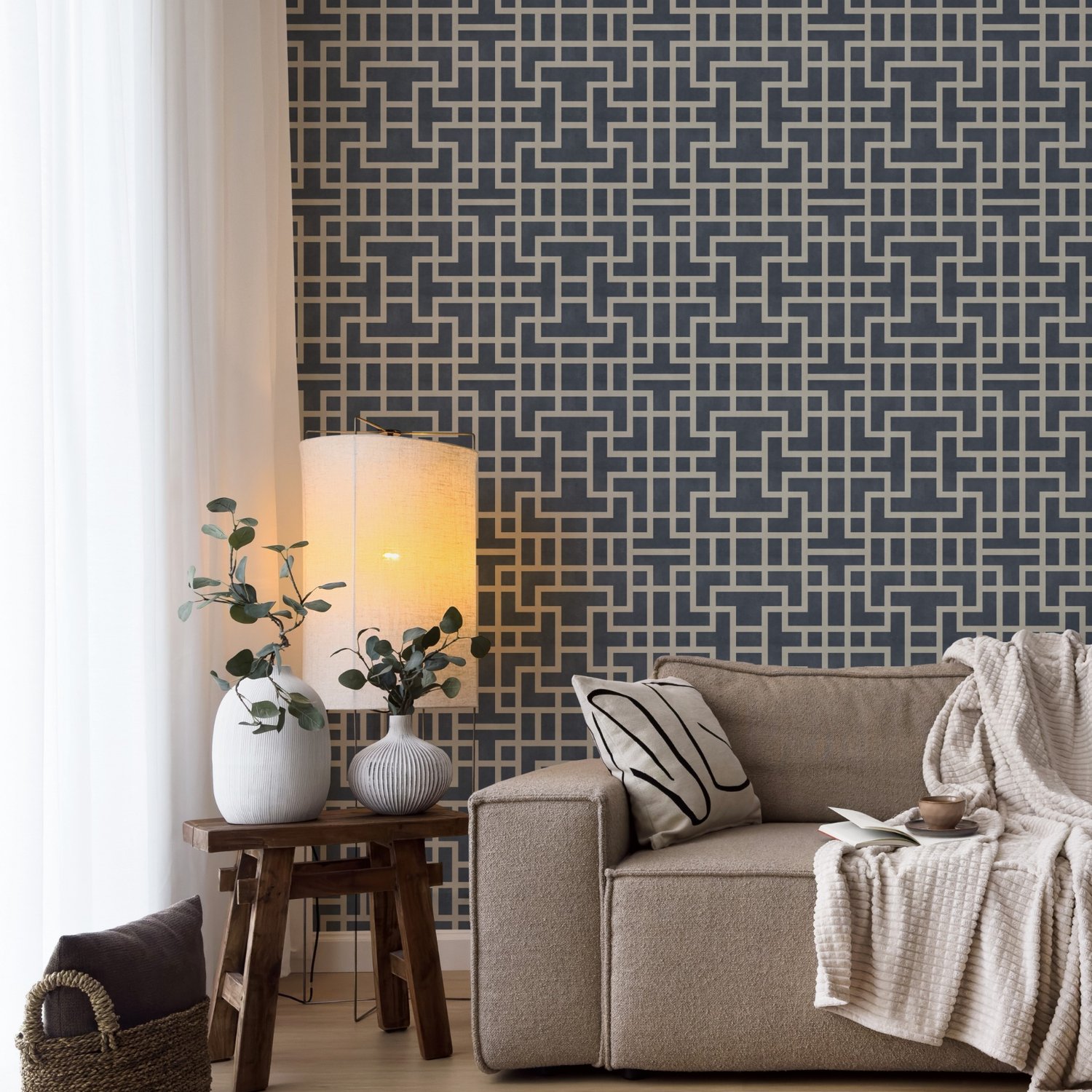 Modern Geometric Maze Wallpaper - STYLE 1 - Peel and Stick