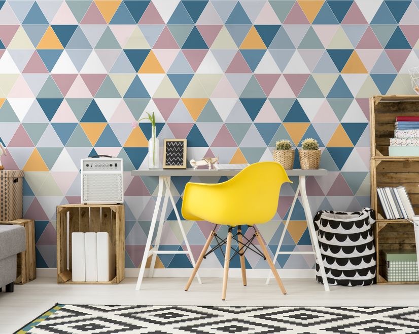 Geometric Style Colorful Triangle Wallpaper Mural