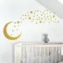 Gold Moon and Little Stars Wall Decal Sticker