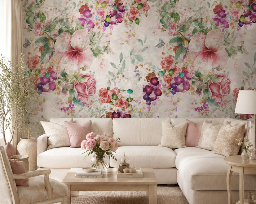 Vintage Flower Bouquet Wallpaper Mural