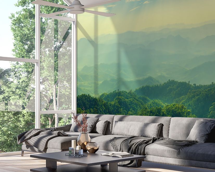 Green Mountain Silhouette Wallpaper Mural