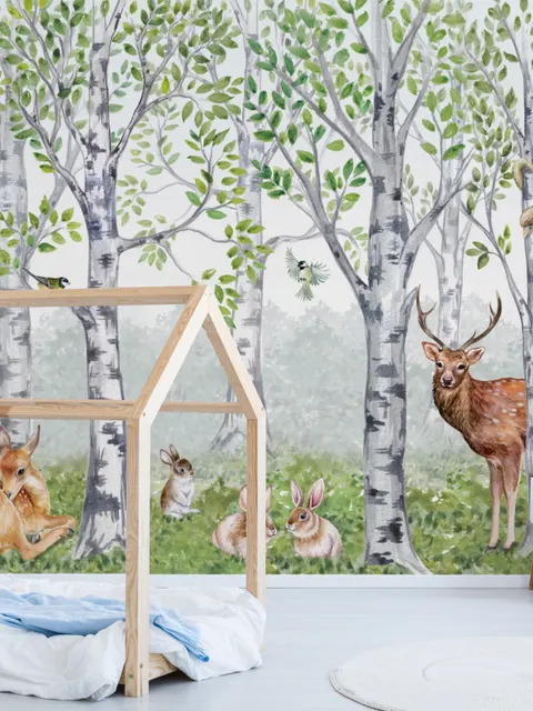 Papier peint animaux de la forêt pour enfants