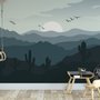 Monochrome Desert Landscape Wallpaper Mural