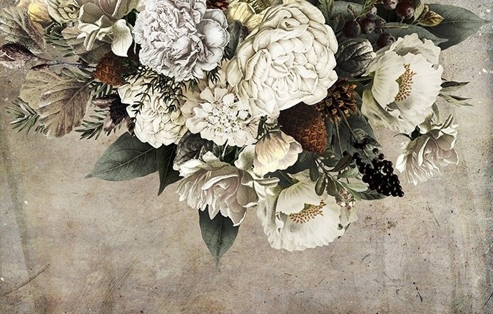 Papier peint panoramique floral foncé