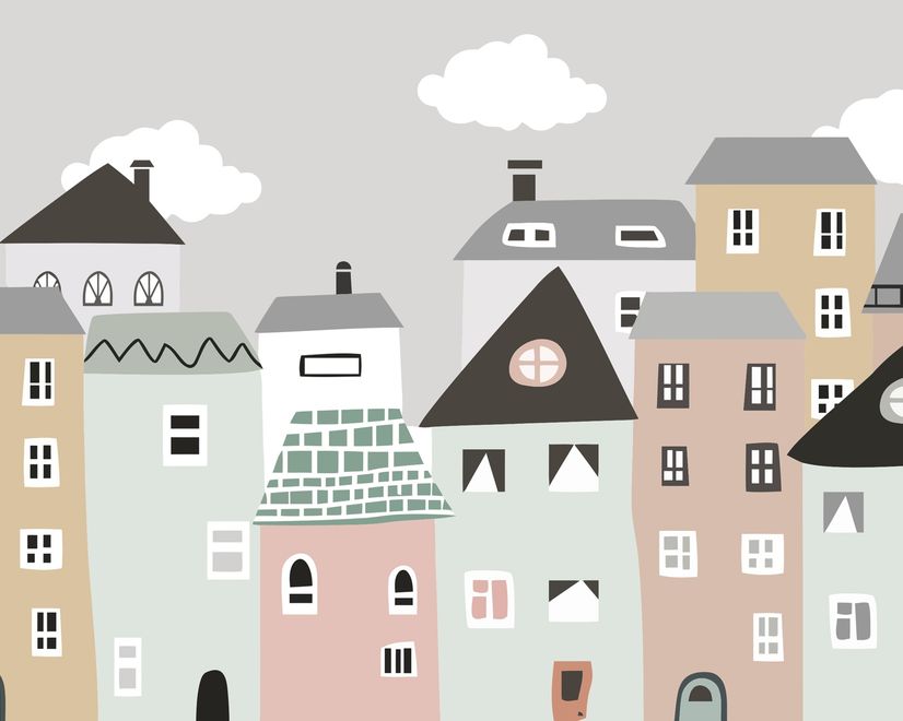 Kids Little Scandi House Wallpaper Mural
