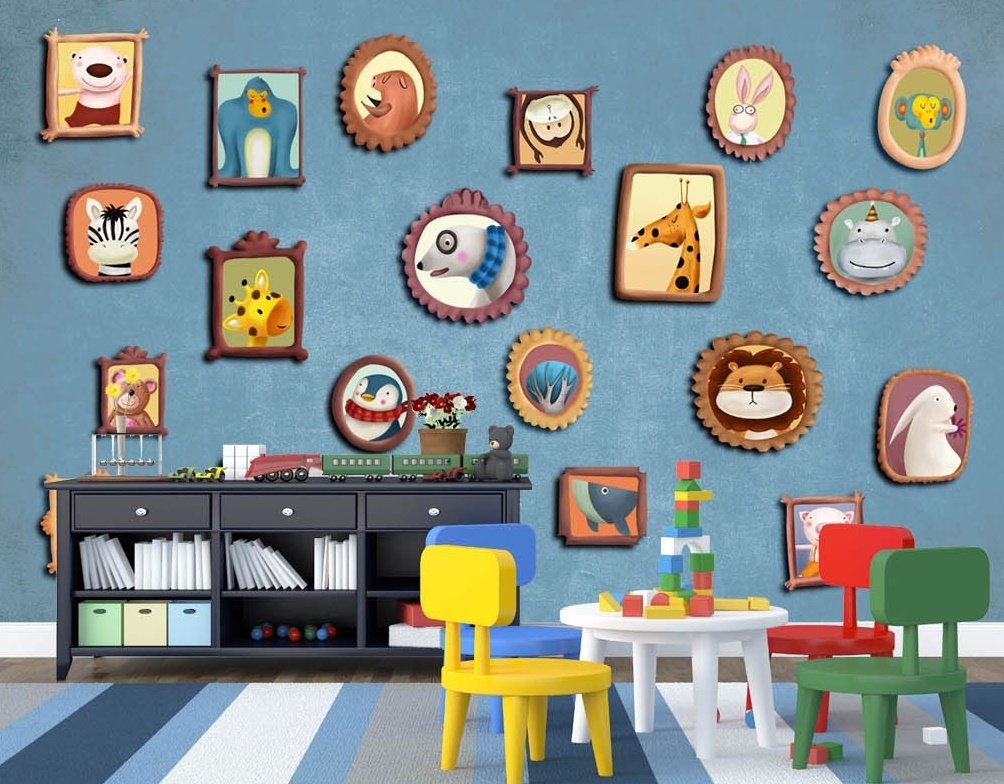 Kids Cartoon Photo Frame Wallpaper Mural - Peel and Stick