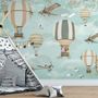 Papier peint montgolfière avec animaux