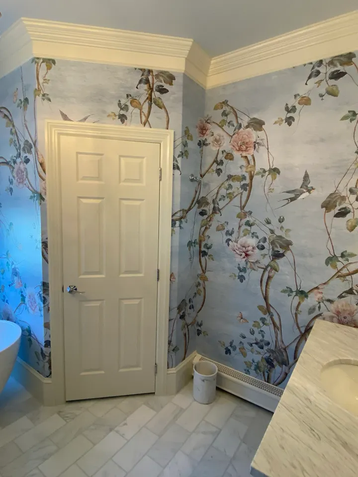 Watercolor Chinoiserie Floral Peony Blossom Wallpaper Mural