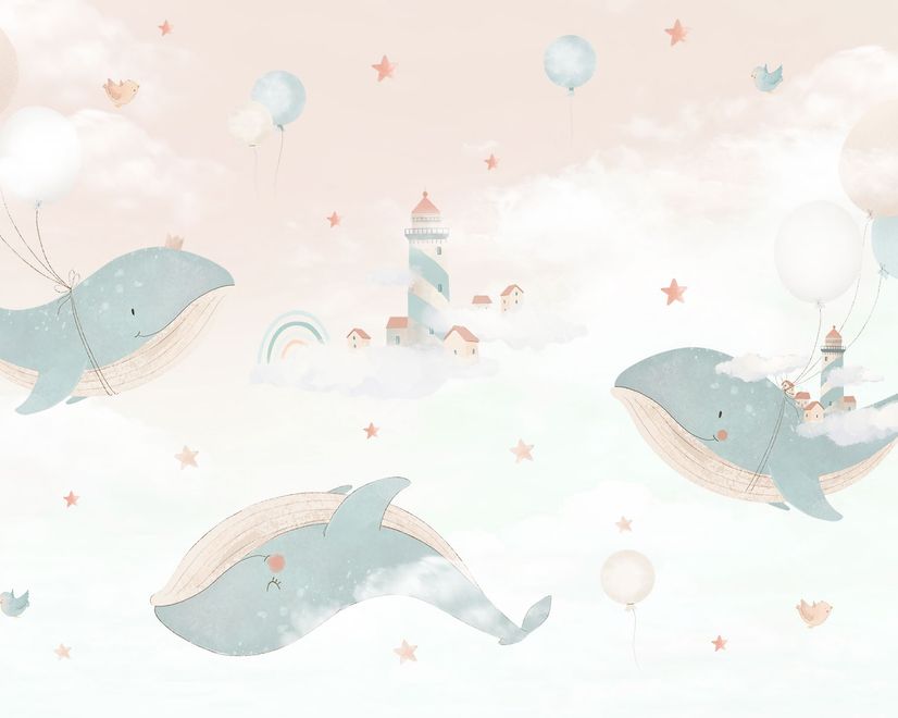 Kids Soft Whale  Undersea Life Wallpaper Mural