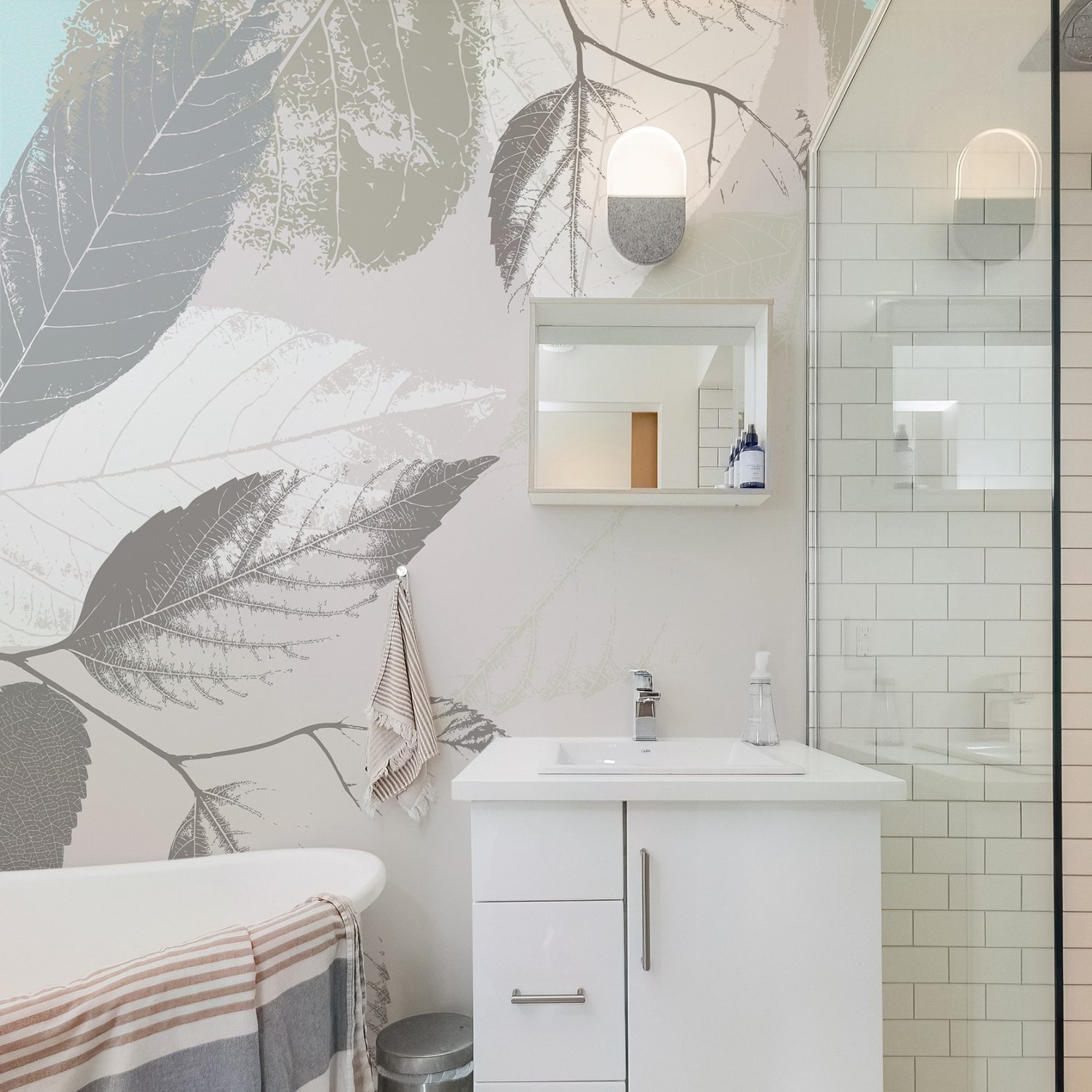 Nordic Leaf Wallpaper Mural - Peel and Stick