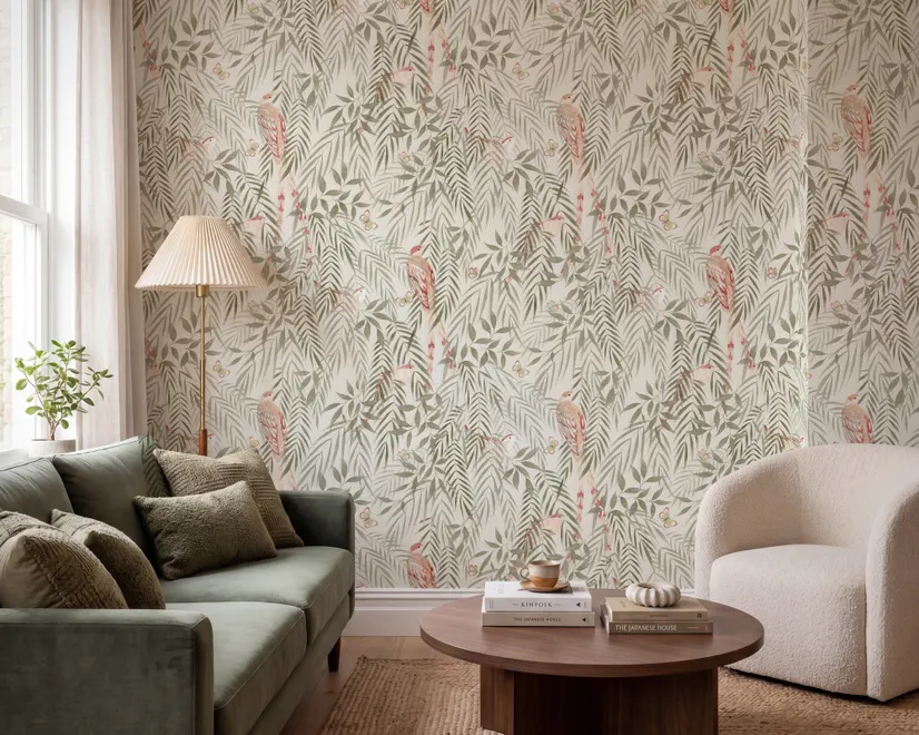 Watercolor Tropical Bird Garden Wallpaper Mural
