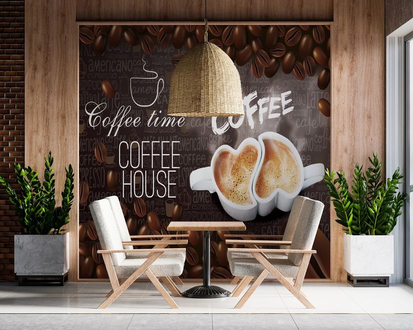 Coffee Beans with Mocha Wallpaper Mural
