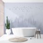 Monochrome Night Forest and Birds Wallpaper Mural