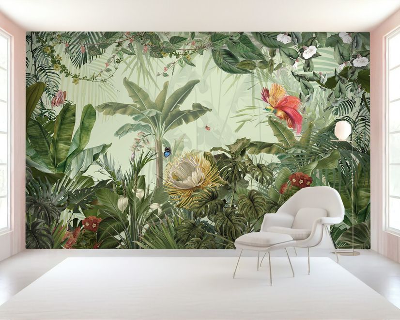 Tropical Jungle Plants Wallpaper Mural