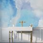 Watercolor Blue Brush Wallpaper Mural