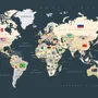Political World Map with Country Flags Wallpaper Mural