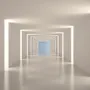 3D Look Illustrational Abstract White Corridor Wallpaper Mural