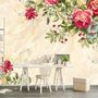 Vintage Pastel Red Floral Wallpaper Mural