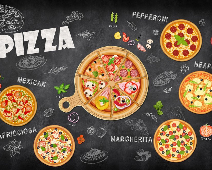 3D Look Italiano Pizza Wallpaper Mural