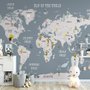 Kids Boys Kids World Map with Animals Wallpaper Mural