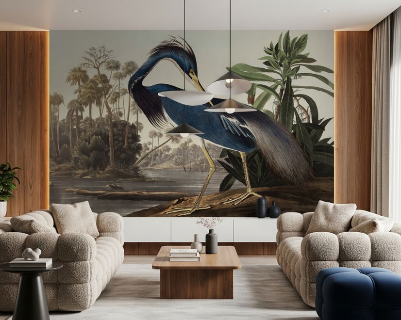 Tropical Landscape Blue Heron Wallpaper Mural