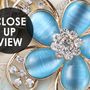 Blue Floral with Jewellery Leaf Wallpaper Mural