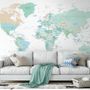 Green Political World Map Wallpaper Mural