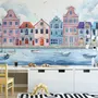Aquarell-Fototapete Niederländische Häuser für Kinder