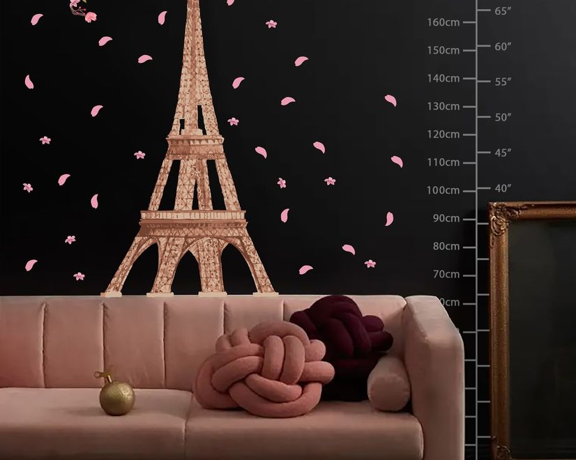 Paris Eiffel Tower with Cherry Blossom Wall Decal Sticker