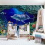 Papier peint panoramique sous la mer en 3D avec des poissons colorés