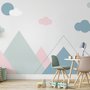 Blue Pink Mountains and Clouds Wallpaper Mural