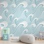 Papier peint panoramique pour enfants avec motifs de vagues de l'océan