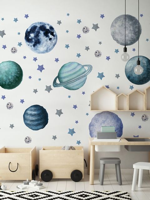 Aquarelle Planètes et étoiles Stickers muraux