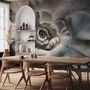 3D Embossed Look Cement Roses Wallpaper Mural