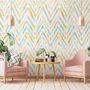 Watercolor Multicolor Chevron Ikat Design Art Wallpaper Mural