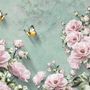 Vintage Pink Floral und Gelber Schmetterling Fototapete