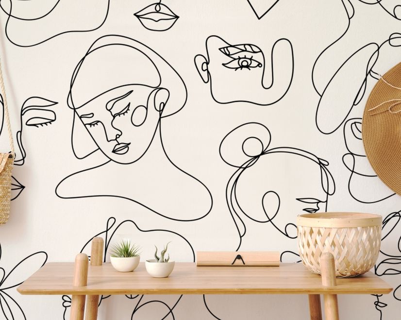 Elegant Abstract Faces Wallpaper Mural
