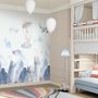 Watercolor Style Kids Landscape with Cute Bunny Wallpaper Mural