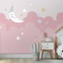 Cartoon Pinker Himmel und Mond Fototapete