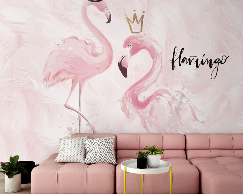 Puderrosa Flamingo Fototapete