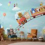 Papier peint animaux de dessins animés dans un parc d'attractions