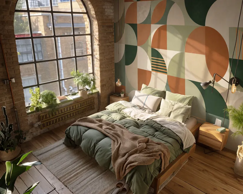 Retro Abstract Geometric Shapes Wallpaper Mural
