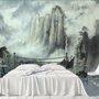 Nebelige Chinesische Berglandschaft und Wasserfälle Fototapete