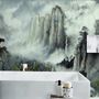 Misty Chinese Mountain Landscape and Waterfalls Wallpaper Mural