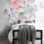 Papier peint panoramique bouquet floral boho motif marbre