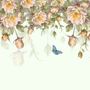 Vintage Orange Roses Wallpaper Mural